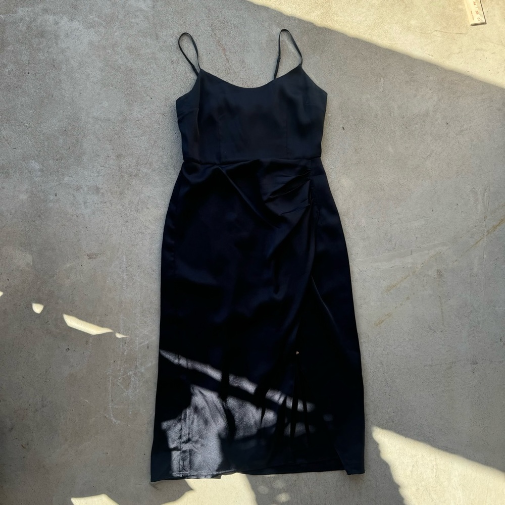 Abercrombie & Fitch Black Satin Midi Slip Dress